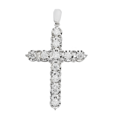 14k White Gold Lab Diamond Cross Pendant 0.75 Ctw